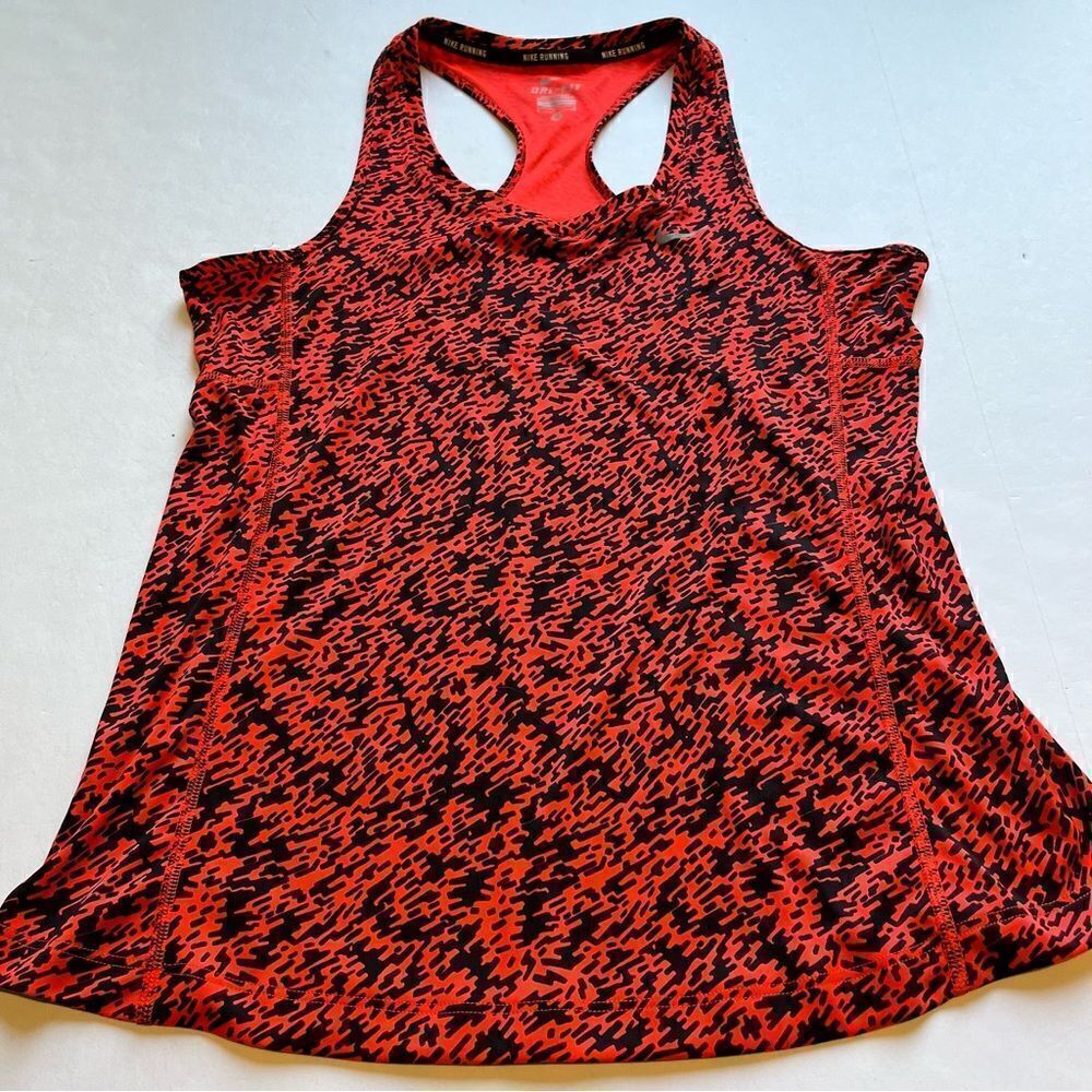 Women's Nike Racerback Running Tank Black and Orange V Neck Size Medium
